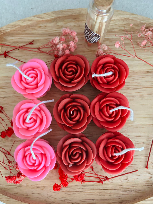 1 Box Set von 9 Stück Rosenblumen Kerzen, Handgemachte Kerzen