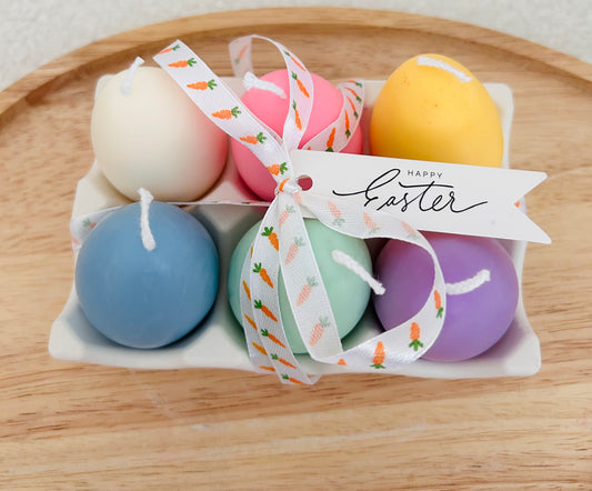 Oster Eierhalter mit 6 Eier Kerzen - 6er Eier Tablett - aus Raysin handgegossen - Ostertisch Deko minimalistisch - Geschenkidee zu Ostern
