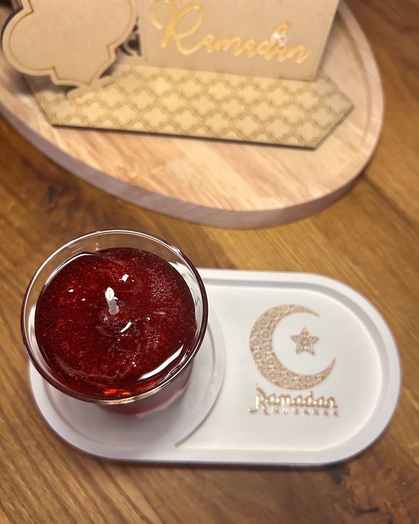 Türkischer Tee mit Deko Tablett |Cay Kerze im Teeglas | Duftkerze | Tee | Çay | Türkischer Tee | Ramadan Geschenk | Eid Mubarak | Teeliebhaber | Türkei | realistische Kerze