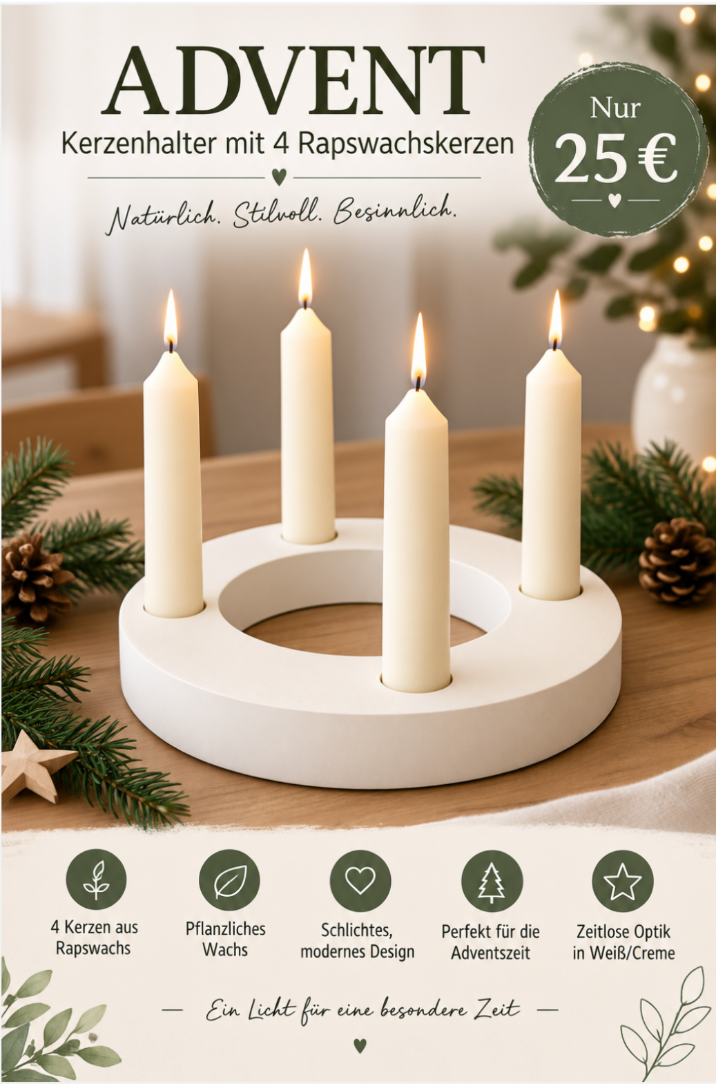 Advent Kerzenhalter mit 4 Kerzen