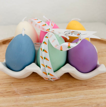 Oster Eierhalter mit 6 Eier Kerzen - 6er Eier Tablett - aus Raysin handgegossen - Ostertisch Deko minimalistisch - Geschenkidee zu Ostern