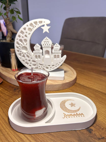 Türkischer Tee mit Deko Tablett |Cay Kerze im Teeglas | Duftkerze | Tee | Çay | Türkischer Tee | Ramadan Geschenk | Eid Mubarak | Teeliebhaber | Türkei | realistische Kerze