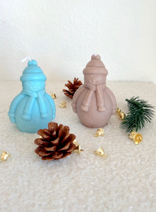 Schneemann Kerze handgemacht - Winterdeko Geschenk
