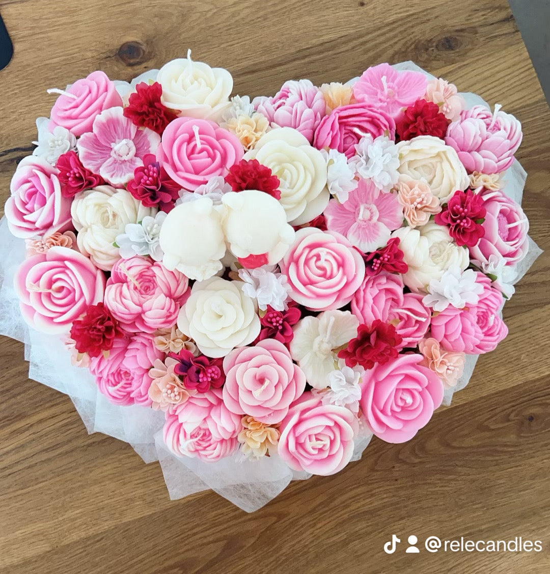 Herz Kerzen Blumenstrauß