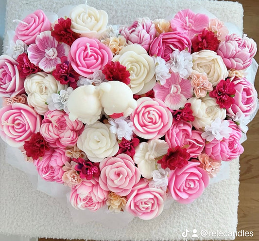 Herz Kerzen Blumenstrauß