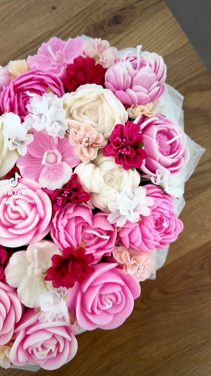 Herz Kerzen Blumenstrauß